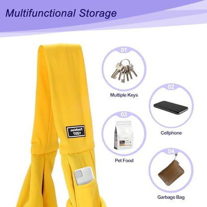 Pet Sling Carrier for Small Dogs and Cats Up to 16.5 Lbs, Hand-Free Reversible Dog Sling Carrier with Pocket, (Yellow, 1 Pcs) Intended for Hiking/Camping/Traveling - Image 4