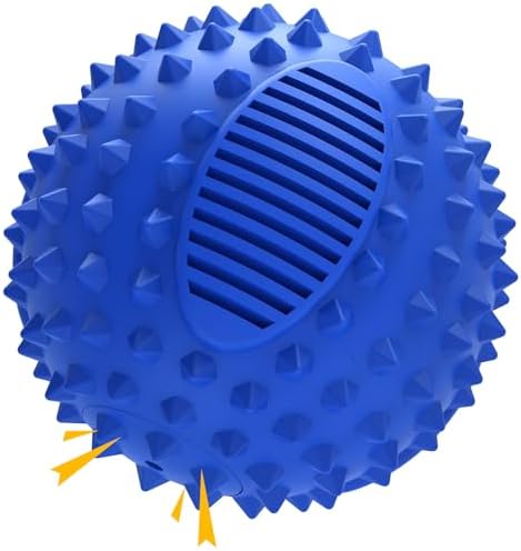 petizer 4" Squeaky Dog Balls for Aggressive Chewers, Durable Interactive Spiky Ball for Teething, Indestructible Rubber Dog Chew Toys, Tough Pet Toys for Small, Medium & Large Breeds by PETIZER