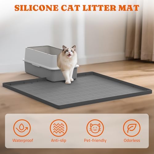 Pawtners Silicone Cat Litter Mat 34 x 22 in, Easy to Clean, 2 Pack - Image 3