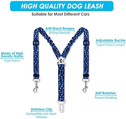 SlowTon Double Dog Seat Belt for Car with Elastic Bungee Buffer, Adjustable - Image 3