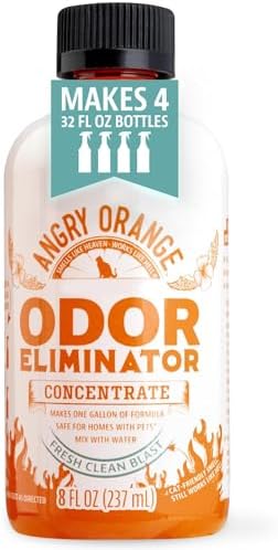 Angry Orange Pet Odor Eliminator Concentrate for Cat Urine and Smells - Fresh Scent - 8 oz (Makes 128 oz of Cleaner) by AngryOrange
