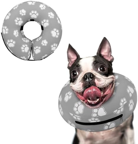 Supet Inflatable Dog Cone Collar for Large Medium Small Dogs, Soft Cone Collar for Dogs Cats, ECollar Doggie Neck Donut Dog Cone Alternative After Surgery by Supet