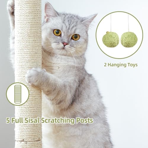 Cat Tree Tower Scratching Post for Indoor Large Adult Cats with Perch Bed - Image 5