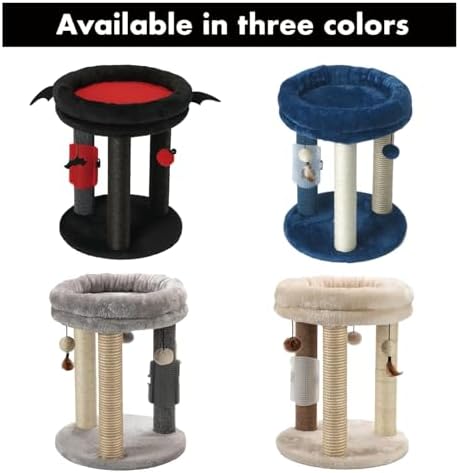 MECOOL 4in1 Small Cat Tree,Scratching Post with Tower Soft Bed, Sisal Carpet Jute Posts with Three Hanging Ball Toys and Massage Brush for Indoor Cats and Kittens - Image 6