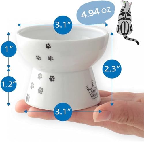 Necoichi Ceramic Elevated Cat Food Bowl, Whisker-Friendly (Cats, Mini) - Image 3