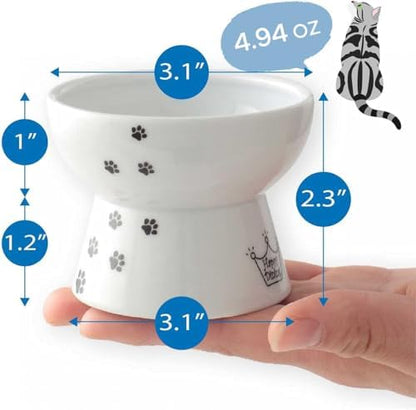 Necoichi Ceramic Elevated Cat Food Bowl, Whisker-Friendly (Cats, Mini) - Image 3