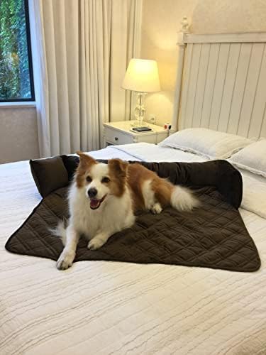 Brilliant Sunshine Chocolate Velvet Dog Sofa Slipcover, Large - Image 5