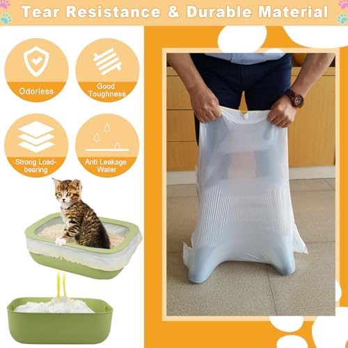 Waste Drawer Liners Bags Replacement Compatible with Litter-Robot 3/4, 60 Count Thickened Heavy Duty Cat Liner Bags with Drawstring 10-12 Gallons of Capacity - Image 3