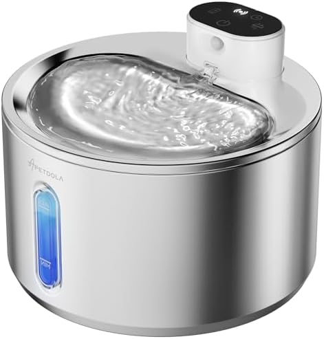Cat Water Fountain Stainless Steel,135fl-oz/4L,Wireless Cat Fountain by APDAPETDOLA