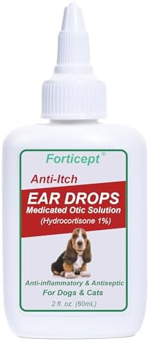 Forticept Dog and Cat Ear Infection Treatment, Dog Ear Drops with 1% Hydrocortisone 2 oz by Forticept