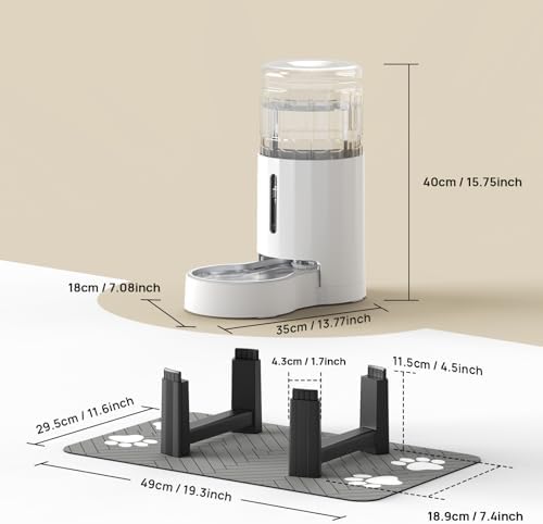CZPET Gravity Dog Water Bowl Dispenser, Wider Mouth (8L+Stand+Mat, White) - Image 3