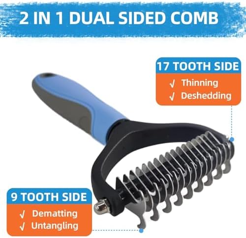 Dog Brush for Shedding,6 PCS in One Pet Slicker Hair Brush Kit Organizer Bag - Dog Cat Grooming Deshedding Undercoat Rake Brush Comb for All Small Large Dogs Cats Blue - Image 4