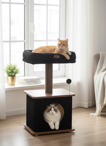 Small Cat Tree for Indoor Kittens, 30" Compact Modern Cat Tower - Image 6