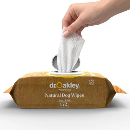 Dr. Oakley Dog Wipes for Paws and Butt | 152 Large 8x7 Pet Wipes for Dogs | Plant-Based Dog Cleaning Wipes | Dog Grooming Supplies for Sensitive Skin | Vet Recommended Daily Natural (Honey and Oat) by Unknown