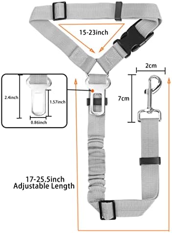 YAOHDAO Dog Seat Belt Harness for Car, Restraint Adjustable with Elastic Bungee Buffer Headrest for Vehicle, 360° Swivel Carabiner Nylon Pet Safety Seat Belts Heavy Duty Car Harness for Dogs (Grey) - Image 5