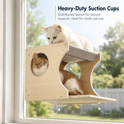 Cat Window Perch，2-Tier Hammock & Hideaway House with Strong Suction Cups - Image 2