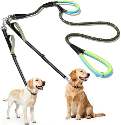 XiaZ Double Dog Leash for Two Dogs for Large Medium Dogs, 1/2”ArmyGreen by XiaZPet