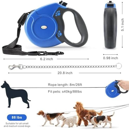 Idepet Heavy Duty Retractable Dog Leash Steel Chain 16ft Pet Leashes - Image 3
