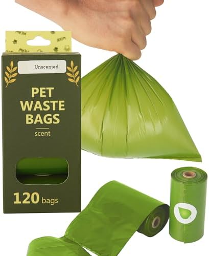 Dog Poop Bags — Unscented, Thick 15 Micron Leak-Proof Pet Waste Bags, 120 Count (8 Rolls) 9 x 13 in Refill Rolls with Easy Tear-Off Perforation & Recyclable Core by Unknown