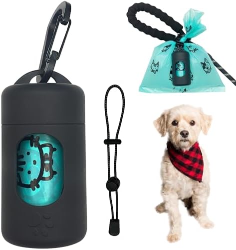 Dog Poop Bag Dispenser for Leash with Snap Clip, Skin-friendly Texture Waste Bag Holder for Dog Walks and Cats, Pets Litter Bag Container, Indoor & Outdoor Use (Black, 1) by Infinite+Node