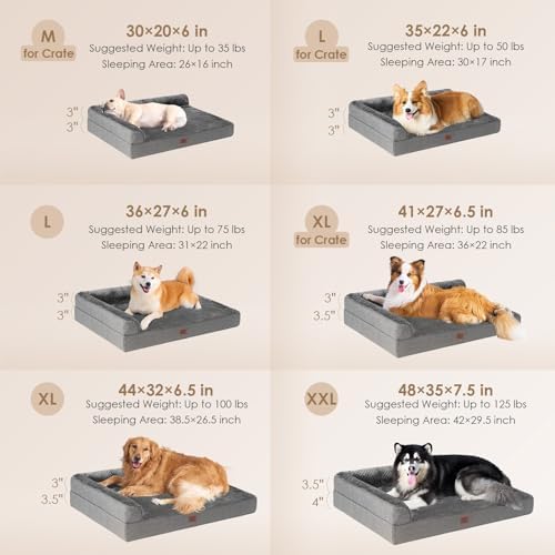 EHEYCIGA Memory Foam Dog Bed Large Size Dogs, Orthopedic Dog Bed Large with Washable Removable Cover, Waterproof Pet Sofa Couch with Nonskid Bottom, 36x27x6, Dark Grey - Image 2