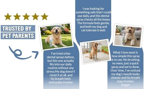 Dog Dental Spray Removes Tartar, Plaque and Freshens Breath Instantly. The Most Advanced Dental Spray for Healthy Teeth, Gums and Oral Health Care for Your Dog, Cat or Pet - 1-8 oz. Bottle - Image 5