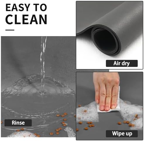 HotLive Dog Food Mat - Absorbent Cat Mat for Food and Water, No Stains Pet Feeding Bowl Mat, Easy to Clean Pet Placemats, Quick Dry Dog Water Dispenser Mat for Messy Drinkers | Paw Dark Grey 16"x 24" - Image 3