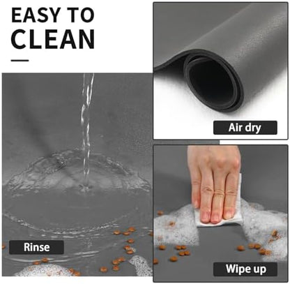 HotLive Dog Food Mat - Absorbent Cat Mat for Food and Water, No Stains Pet Feeding Bowl Mat, Easy to Clean Pet Placemats, Quick Dry Dog Water Dispenser Mat for Messy Drinkers | Paw Dark Grey 16"x 24" - Image 3