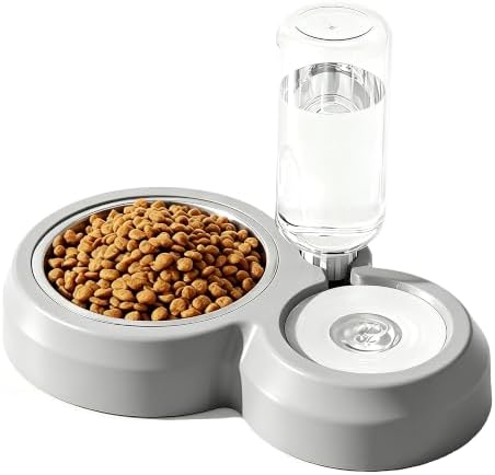 Double Dog Bowls, Cat Food & Water Bowl Set with Water Dispenser by YSHOME%26PET