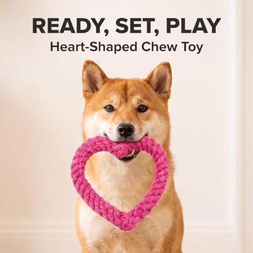 Pink Cute Dog/Cat Chew Toys, Dog Toys for Chewers, Heavy Duty Dental Dog Rope Toy for Dogs, Creative Love Heart Shaped Interactive Rope Dog Toys, Cotton Puppy Teething Chew Tug Toy Dark Pet Supplies - Image 5