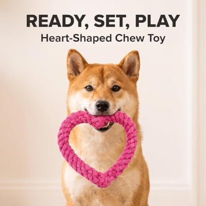Pink Cute Dog/Cat Chew Toys, Dog Toys for Chewers, Heavy Duty Dental Dog Rope Toy for Dogs, Creative Love Heart Shaped Interactive Rope Dog Toys, Cotton Puppy Teething Chew Tug Toy Dark Pet Supplies - Image 5