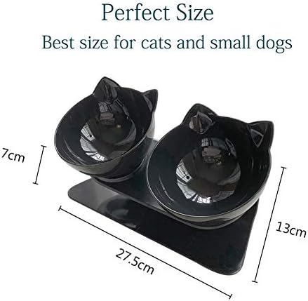 Luck Dawn Double Elevated Cat Bowls with Raised Stand, 15 Tilted cat Bowl Design Neck Guard Stand Raised Pet Food Water Feeder Bowl for Cats or Small Dogs - Image 6