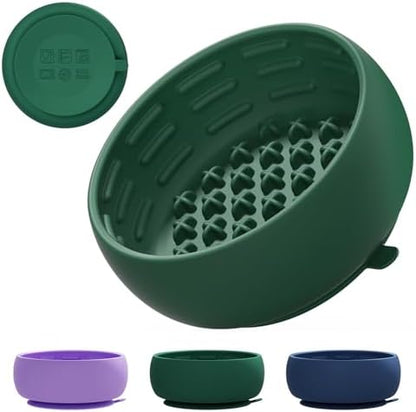 Deep Green Slow Feeder Dog Bowl for Large Breed & Puppies - Prevents Bloat & Improves Digestion - Non-Slip Dog Puzzle Toy with Suction, Made of Food-Grade Silicone(Only for Small Dogs) by Miniguysa