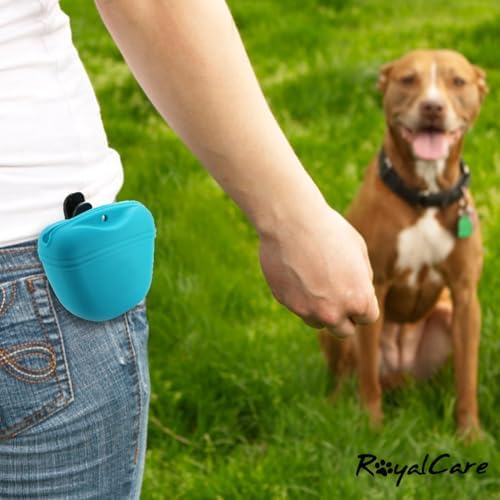 RoyalCare Silicone Dog Treat Pouch-Small Training Bag-Portable Dog Treat Bag for Leash with Magnetic Closure and Waist Clip airtight sealed - 2pieces [US Design Patent] - Image 2