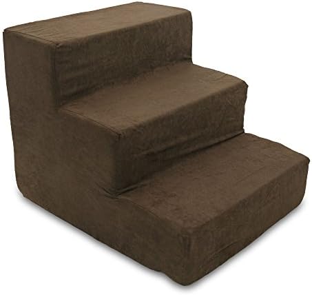 Best Pet Supplies 3-Step Pet Stairs, 18 by 15 by 13-Inch, Dark Brown Suede - Image 2