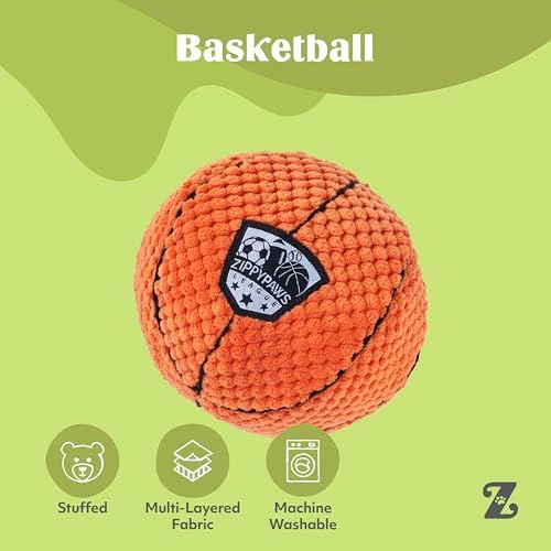 ZippyPaws SportsBallz Dog Squeaky Toys to Keep Them Busy - Basketball - Image 4