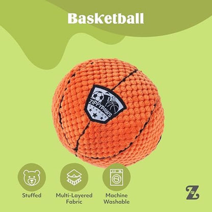 ZippyPaws SportsBallz Dog Squeaky Toys to Keep Them Busy - Basketball - Image 4