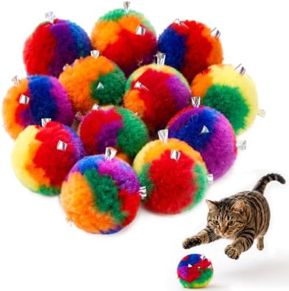 Deekin 20 Pcs Cat Crinkle Toys 3.15 Inch Large Pom Pom Balls for Cats by DEEKIN