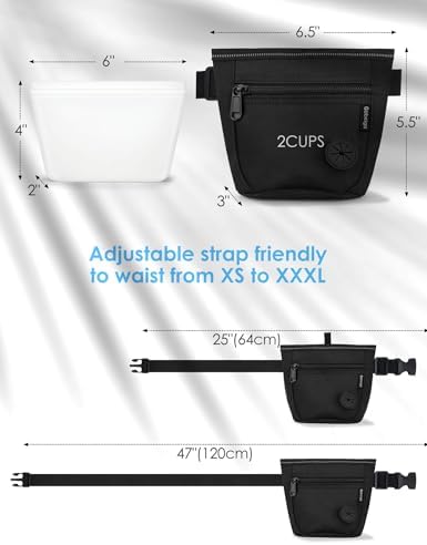 Gobeigo 2 Cup Dog Treat Pouch with Silicone Insert Bag& Clicker(Raven) - Image 6