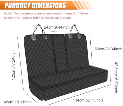 Car Back Seat Cover for Dog, 53" Pet Bench Backseat Cover, Black - Image 2
