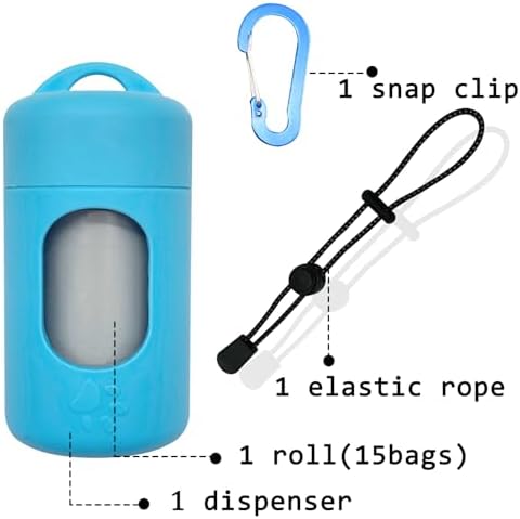 Dog Poop Bag Dispenser for Leash with Snap Clip, Skin-friendly Texture Waste Bag Holder for Dog Walks and Cats, Pets Litter Bag Container, Indoor & Outdoor Use (Blue, 1) - Image 4