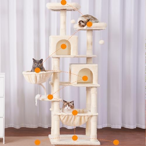 Heybly Cat Tree, 70 inches Tall Cat Tower for Indoor Large Cats HCT032M - Image 2