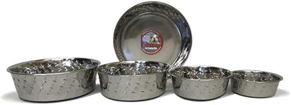 Loving Pets Diamond Plated Dog Bowl with Non-Skid Bottom, 5-Quart, Silver