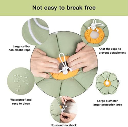 Cat Cone Collar,Cute Waterproof Cat Recovery Collar,Anti-Bite Lick Wound Healing Safety Elizabethan e Collar for Cats,Green Flower All-Season Style - Image 3