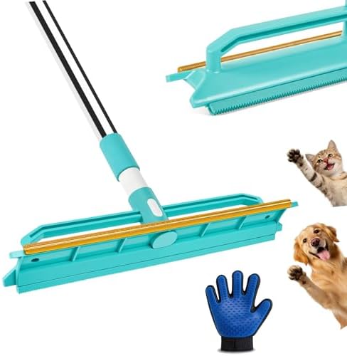 2-in-1 Carpet Rake for Pet Hair Removal, Silicone & Metal Dual-Sided Carpet Rake with 52” Telescopic Adjustable Long Handle, Pet Hair Remover Tool Kit for Rugs/Mats/Sofa Cat Dog Hair by ZUIMENG