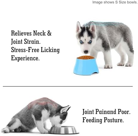 Dog Bowls,Cone Friendly Non Slip Single Dog Bowl with Stainless Steel Inner, Raised Bowls for Small and Medium Dogs Spaniel Dogs Long Ear, High Capacity, L/3 Cups Aqua Blue - Image 5