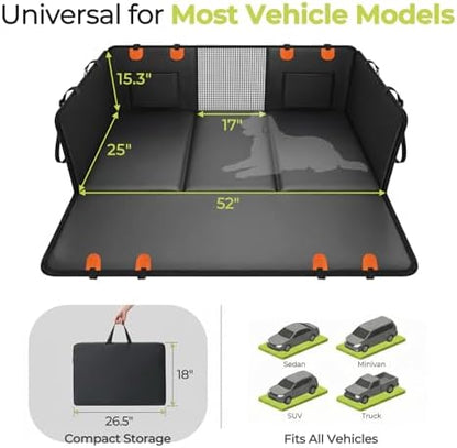 Back Seat Extender for Dogs, Hard Bottom Dog Car Seat Cover for Back Seat, Upgraded Waterproof PU Leather, Easy to Clean, Anti-Scratch & Durable Dog Hammock for Car and SUV, Holds 400lbs, Black - Image 7