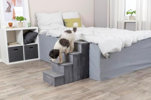 TRIXIE 4-Step Velour Pet Stairs, Gray - Image 2