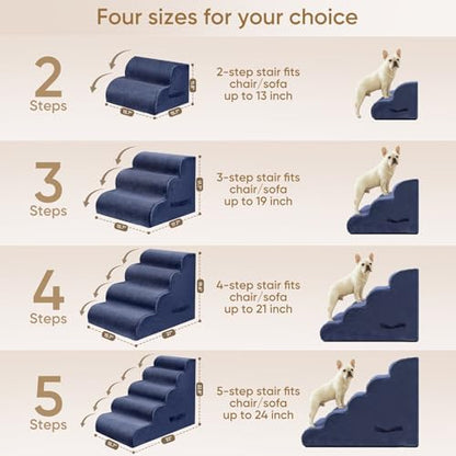 PAWSCRAT 2-Step Pet Stairs for High Beds & Sofas, 11.8''H Dog Stairs, Blue - Image 2