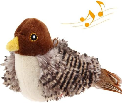 Gigwi Chirping Bird Cat Toy for Indoor Cats, Interactive Hangable Bird Cat Toy with Real Bird Sound and Feather, Automatic Bird Toy for Cats Exercise & Kicker to Self Play（No Flapping） by gigwi